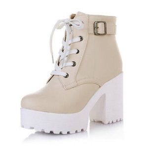 Winter Lace-Up Sexy Women boots Fashion Platform punk high square heels